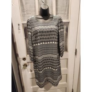 Piper Lime Black and White Geometric‎ Patterned Dress